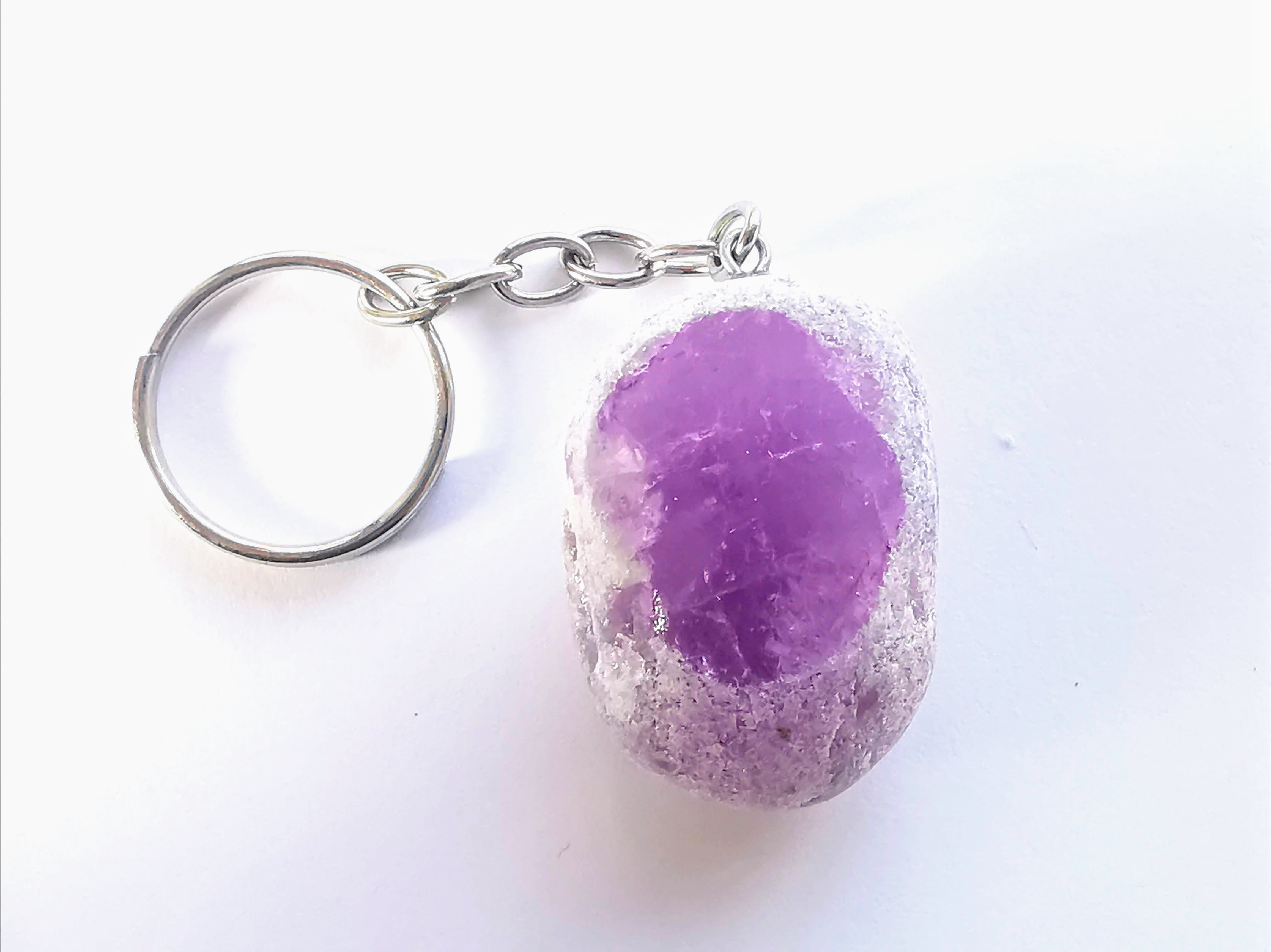 Amethyst Dragons Egg Crystal Keyring